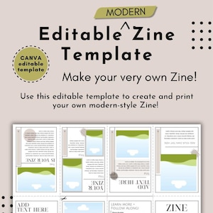 Editable Modern Zine Template With Canva 8 page Zine Zine making for