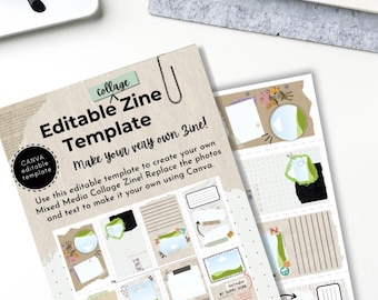 Editable Collage Zine Template: DIY 8-Page Booklet (using Canva PRO)