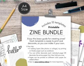 A4 Zine Template Bundle: 8-Page Mini Zine Layouts (Digital Download PDF)