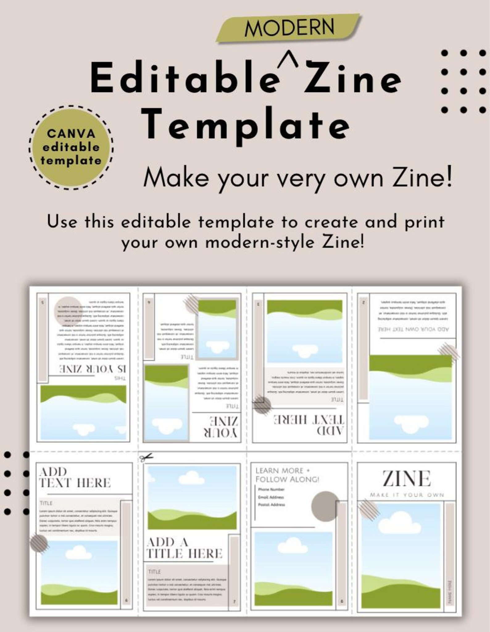 Editable Modern Zine Template With Canva 8 page Zine Zine making For Editable Modern Zine Template With Canva 8 page Zine Zine making For