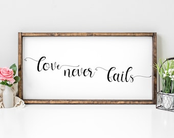 Love Never Fails-Rustic Farmhouse Wood Wall Décor Wedding Décor