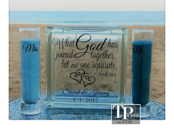 Wedding Unity Sand Ceremony Set-Religious-Unity Ceremony-Sand-Set-Bride and Groom-Wedding-Mark 10:9-Faith-Marriage-Commitment-TPUWUS1