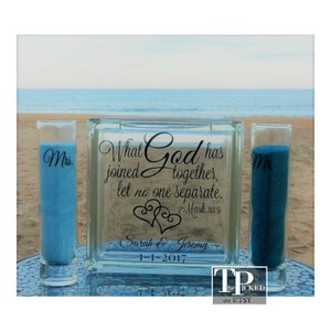 Wedding Unity Sand Ceremony Set-Religious-Unity Ceremony-Sand-Set-Bride and Groom-Wedding-Mark 10:9-Faith-Marriage-Commitment-TPUWUS1