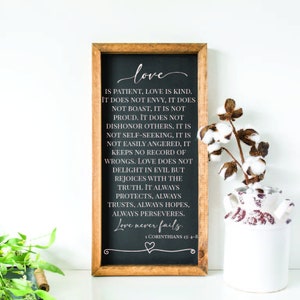 Love is Patient | Love is Kind | Love Never Fails | Rustic Farmhouse Wood Wall Decor | 1 Corinthians 13