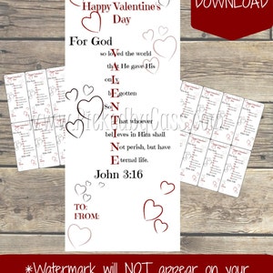 John 3 16-Kid-Valentine's Day Card-Digitial Download-Label-Party-Gift Bags-Party Favors-Packaging