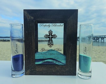 Perfectly Blended Cross Unity Sand Ceremony Set | Shadow Box | Rustic Wedding | Country Wedding  TPUWUS1012