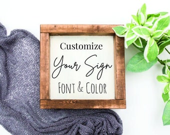 Custom Wood Signs: Select Font, Colors, Text | Framed Wood Signs | Customizable Blank Sign | Craft Sign | Wood Sign