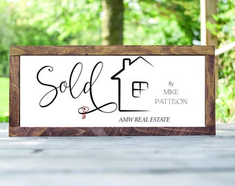 Realtor Sold Sign | Personalized Sold Photo Prop | Realtor Closing Sign | Real Estate Closing Sign Gift | Large 20"x10" TPU13
