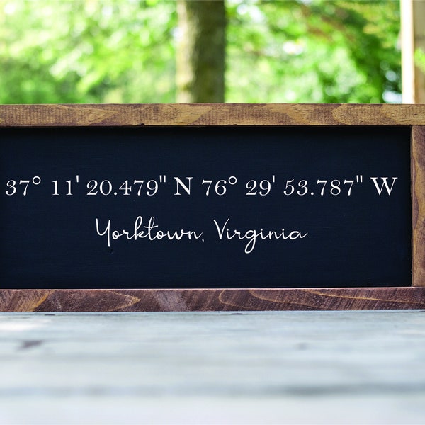 LATITUDE LONGITUDE coordinates sign | solid wood sign | realtor gift | housewarming gift | city state sign | customized sign | GPS