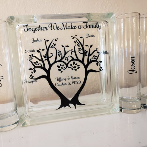 3 pouring containers Personalized Blended Family Sand Unity Ceremony Set Together We Make a Family