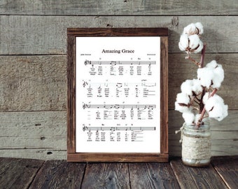 Amazing Grace | Sheet Music Sign | Wood Sign | Hymn Sheet Music Wall Art | Signs For Home