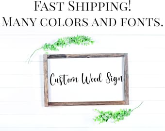 Custom Wood Signs: Select Font, Colors, Text | Framed Wood Signs | Customizable Blank Sign | Craft Sign | Wood Sign