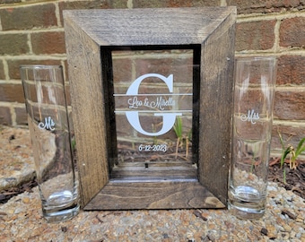 Monogram | Rustic Unity Sand Ceremony Set | Shadow Box | Unity Candle Alternative | Rustic Wedding | Country Wedding  TPUWUS896