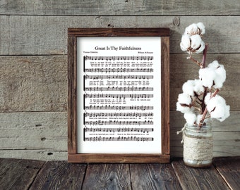 Great is Thy Faithfulness | Wood Sign | Christian Wall Sign | Great Is Thy Faithfulness | Sheet Music | Living Room Inspirational Sign