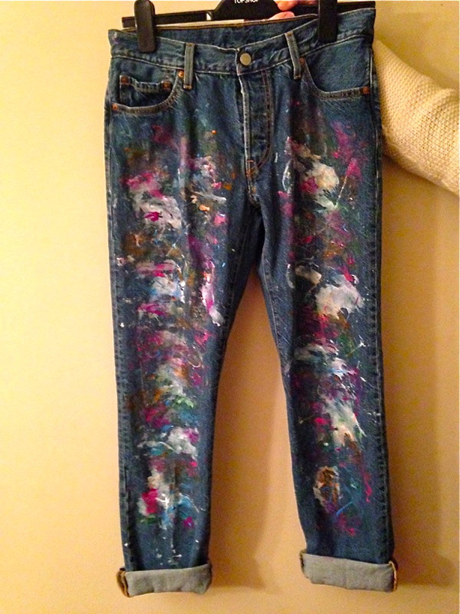 Splatter Paint Jeans Etsy
