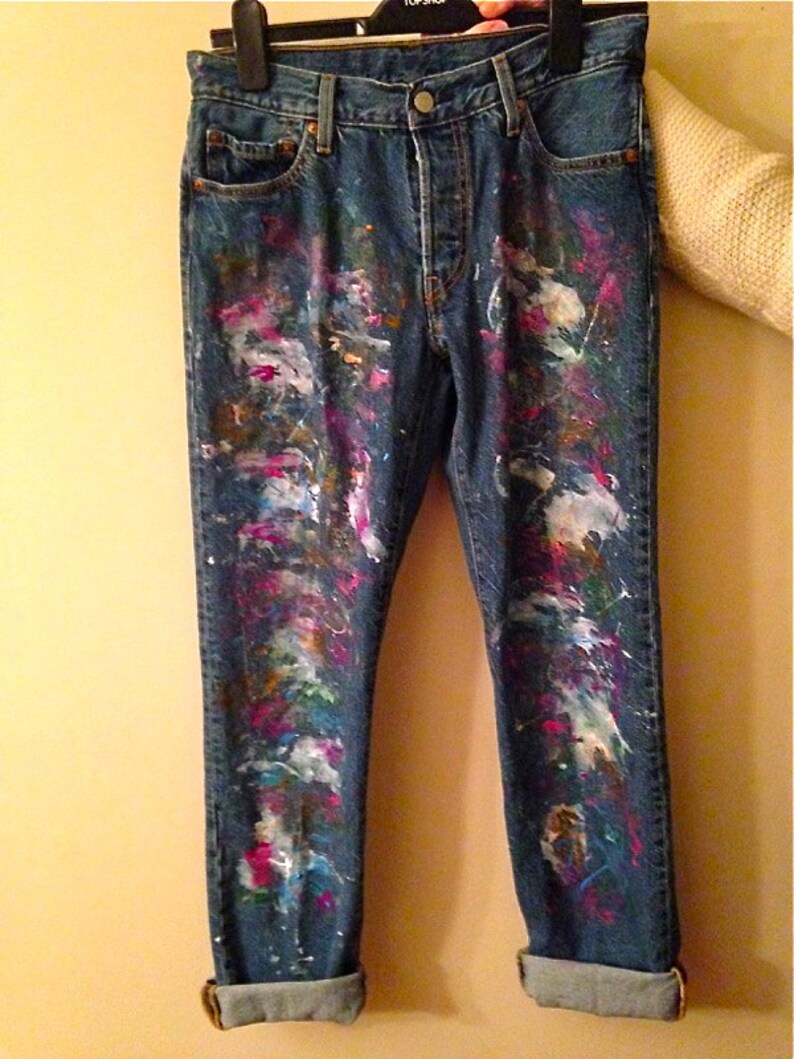 Splatter Paint Jeans Etsy