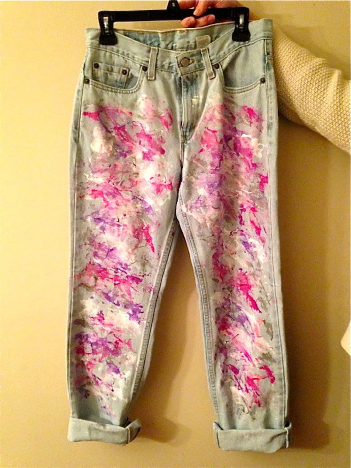 Splatter Paint Jeans Etsy