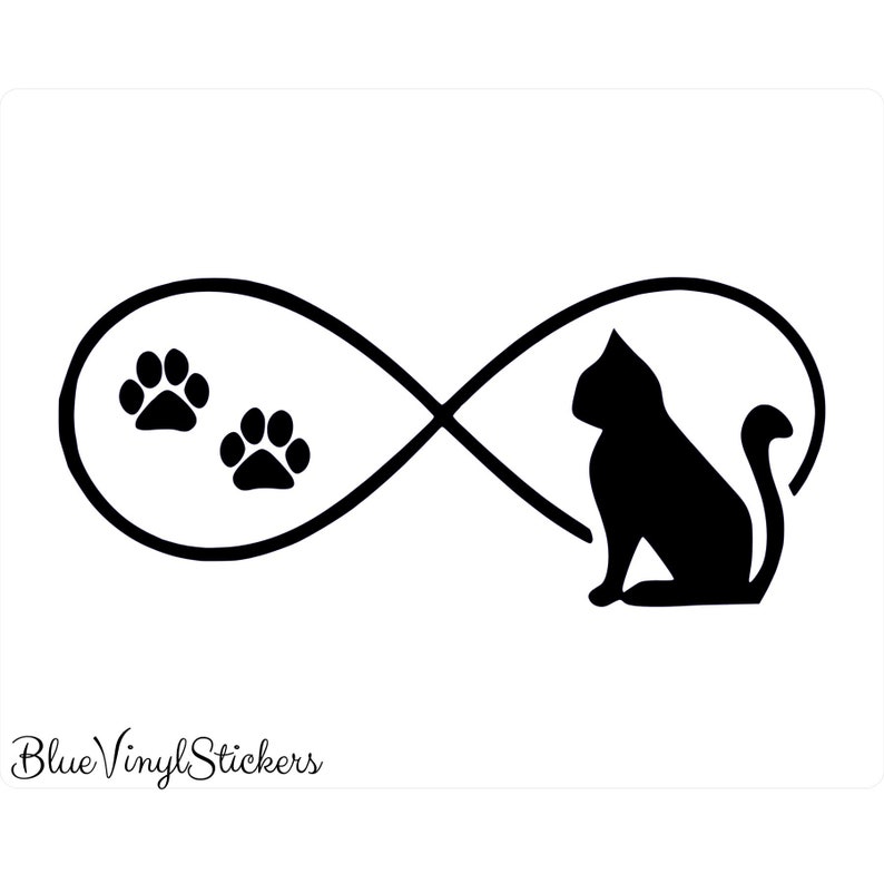 Infinity love cat pet sticker vinyl decal car window doors bumper laptop