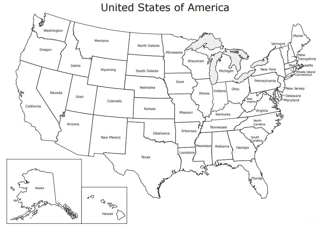 Download United States Map USA Coloring Page USA State Map United ...