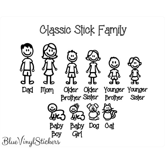 Stick Figure Family Set Decal Vinyl Sticker Car Window Wall