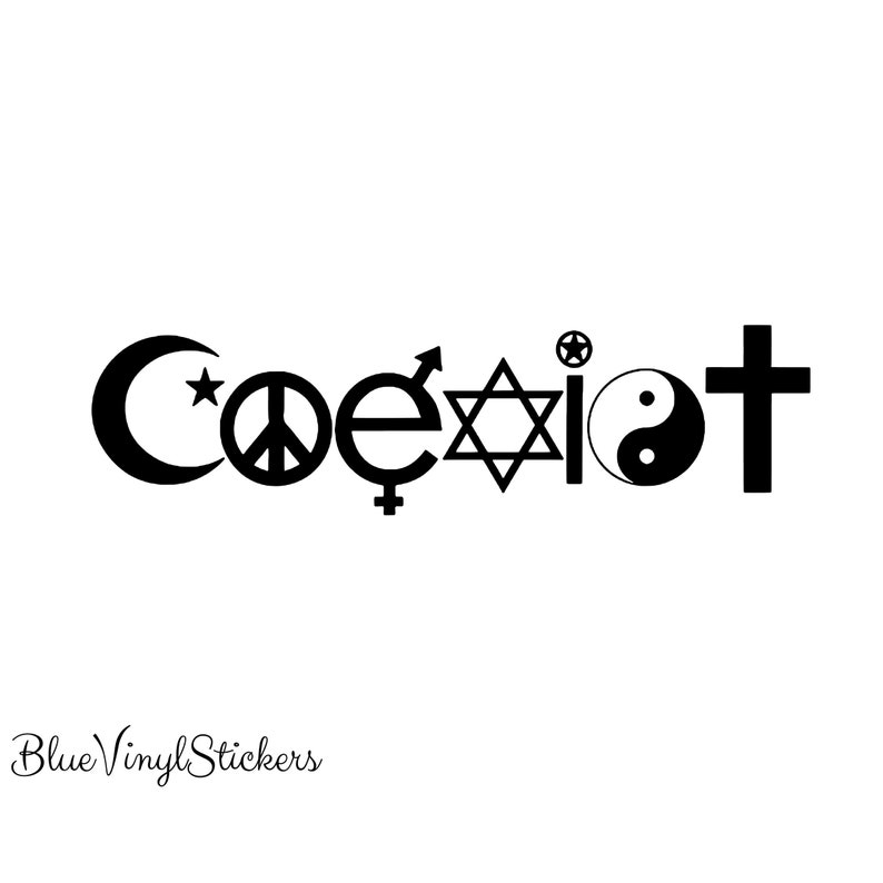 Car Sticker Peace Bumper Sticker Coexist Bumper Sticker Coexist Decal Coexist Sticker Religious Decal Unity Sticker,Acceptance Sticker