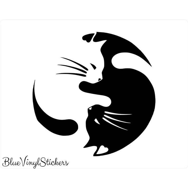 Yin Yang Cats, Yin Yang Sticker, Yin Yang Decal, Cat Decal, Cat Sticker, Pet Sticker, Pet Decal, Good and Bad, Good and Evil, Vinyl Decal