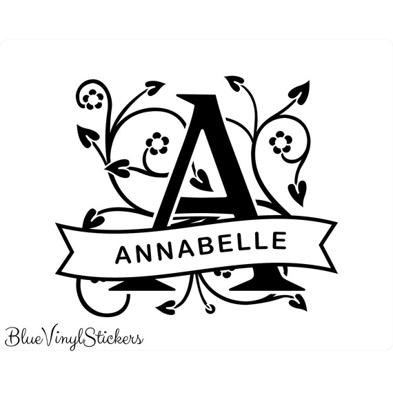 Monogram Banner Decal Monogram Decal Monogram Banner Name Etsy