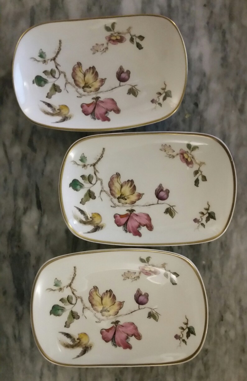 Set of 3 Vintage Wedgwood Bone China swallow Design Floral Motif