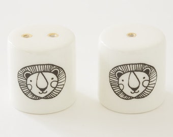 Ceramic Salt and Pepper Shakers - Lion