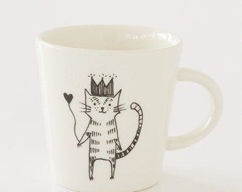 Ceramic Coffee Cup - Cat with Crown