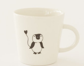 Ceramic Coffee Cup - Little Penguin with heart balloon