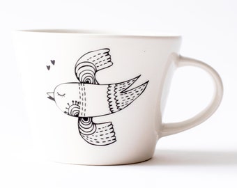 Large Ceramic Cup - Flying Bird