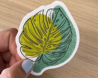 Artsy Monstera Plant Sticker  - Laptop, Waterbottle Sticker - Plant Sticker - Plant Decal - Monstera Blob Sticker - Artsy Modern Plant Decal