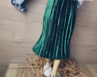 Vintage Green Pleated long skirt for 1/4 msd,1/3 SD16 DD Doll Clothes Customized CWB119