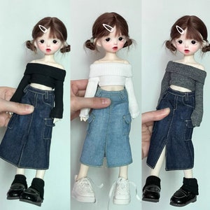 BJD Long Jeans Skirt for 1/6 OB 1/4 1/3 Doll Clothes Customized  cwb352-1