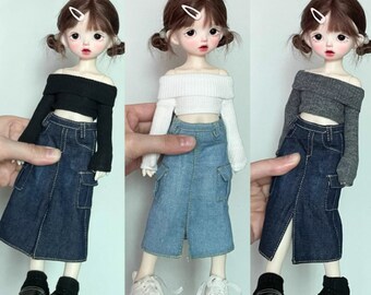 BJD Long Jeans Skirt for 1/6 OB 1/4 1/3 Doll Clothes Customized  cwb352-1