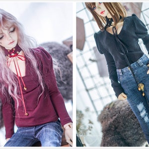 Bubble Sleeve Top Shirt for BJD 1/6  1/4 ,1/3 SD13 SD17 Uncle Doll Clothes Customized CWB260