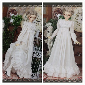 White Long Dress Night Dress for BJD 1/6 1/4 ,1/3 SD16 Doll Clothes Customized CWB201