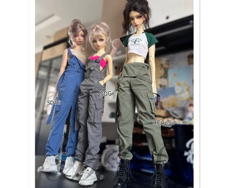 Cargo Bib Pants for BJD 1/4 1/3 SDGR SD17 Uncle Doll Clothes Customized CWB288