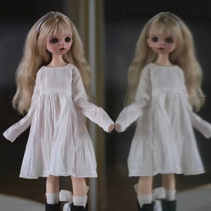 BJD Doll White Dress for 1/6 1/4 MSD,1/3, SD16 DD Doll Clothes CWB312