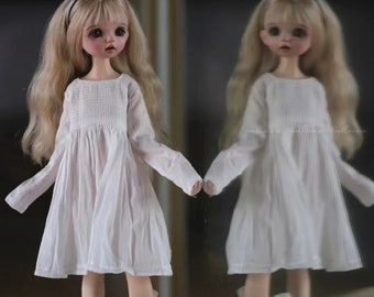 BJD Doll White Dress for 1/6 1/4 MSD,1/3, SD16 DD Doll Clothes CWB312