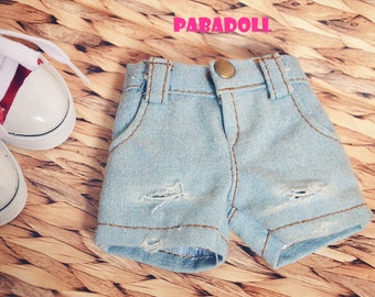 Distressed Short Pants Jeans Pants for 1/6 1/4 Msd 1/3 Bjd Doll Clothes Customized CWB30