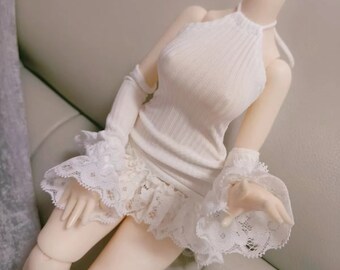 BJD Lace Dress Pleated Knit Sweater 1/4 MSD,1/3, SD16 DD Doll Clothes W376