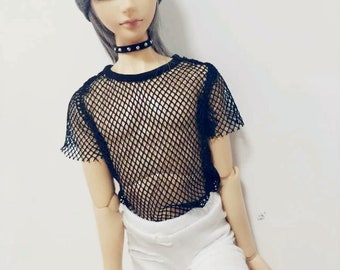 Cool Black Net Shirt for 1/6 1/4,1/3 SD17 Uncle Customized Doll Clothes B325