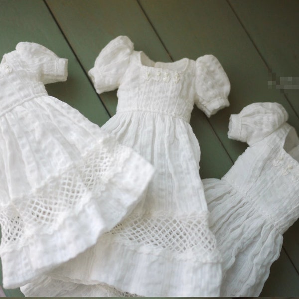 BJD Doll White Dress for Momoko Blyth Licca 1/6 Barbie 1/4 1/3Doll Clothes CWB362