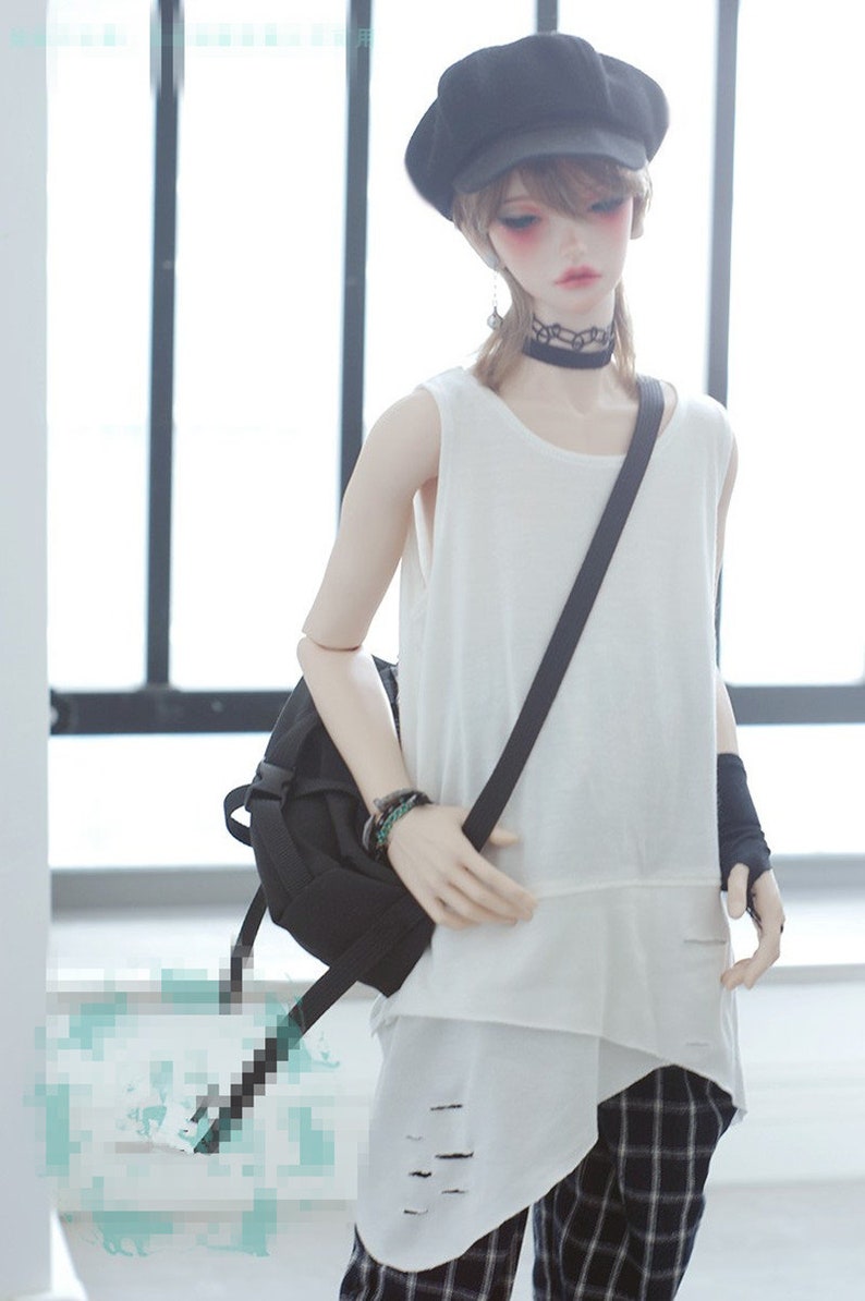 Loose Ripped Vest T shirt for BJD 1/6 1/4 ,1/3 SD17 Uncle Doll Clothes Customized CMB226 image 2