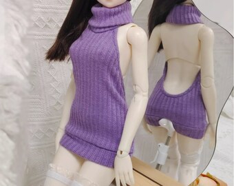 BJD Open Back Neck Sweater 1/6 1/4 1/3 Uncle  Doll Clothing Accessories CWB337