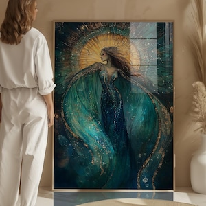 Divine Feminine Art Print, Moon Goddess Art Print – Celestial Wall Decor, Greek Mythology Poster, Stars & Constellations, Goddess Artwork