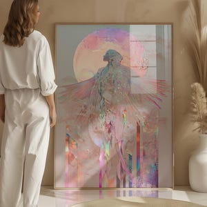 Goddess Feminine Wall Art: Modern Abstract Celestial pink Decor