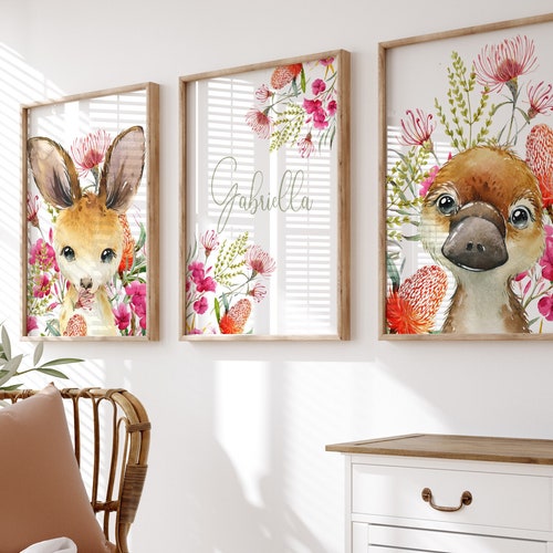 Printed Australian Animal Nursery Prints Australian Prints Etsy